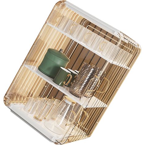 Porte-gobelets empilable en plastique transparent anti-poussière, grand format, blanc, pour armoire ou bureau. (1/5)