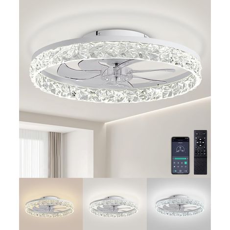 Ventilateurs de plafond avec éclairage et télécommande, ventilateur de plafond à profil bas de 19,7 pouces avec éclairage, intensité variable de 3000 à 6500 K, changement de température de couleur en (1/5)