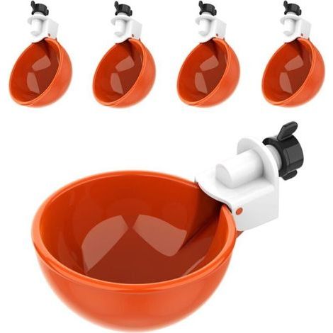 4 pièces, grande tasse de consommation automatique de poulet Poulet Boire Fountaine pour poulets, canards, oies, dindes et lapins Kit de fontaine de boisson volaille (orange) (1/4)