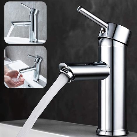 SWANEW Rubinetto miscelatore bagno casa lavabo lavandino silver cromato Freddo e Caldo con Monocomando Cromo (1/5)