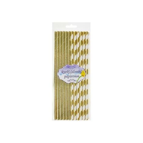 Goldene Papierstrohhalme, Mischung aus zwei Designs, 6x197mm / 24 Stück.