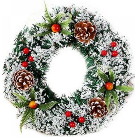 Guirlande Artificielle De Noël - Baies Et Pommes De Pin - Diamètre 20 cm Ou 30 cm - Décoration Porte Fête Nouvel An (1/5)