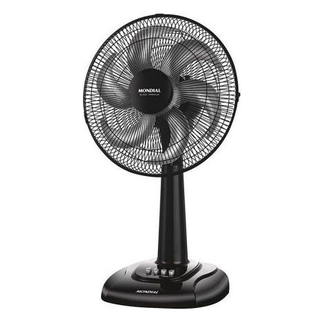 VENTILADOR DE SOBREMESA MONDIAL TURBO FAN 40W 6 ASPAS 30CM 3 VELOCIDADES OSCILANTE SILENCIOSO NEGRO V63