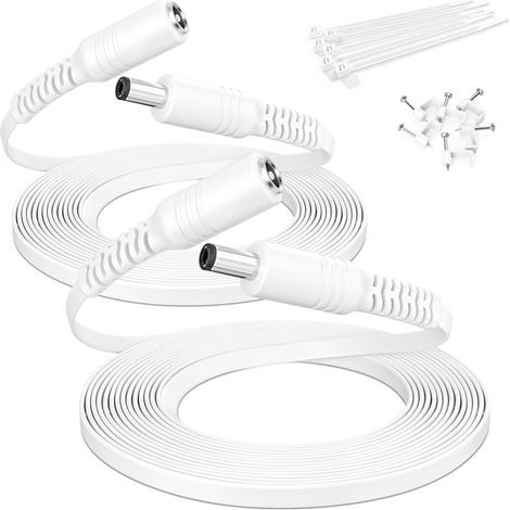 Câble d’Extension Plat 12V DC 3M/10FT Lot de 2 Port DC 5,5mmx2,1mm DC5521 Mâle vers Femelle Fiche Jack Câble d’Alimentation pour,Caméra CCTV IP,DVR,NVR,Routeur,Bande LED (1/5)