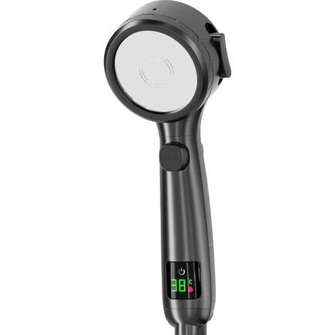 Cabezal de ducha manual de alta presión con función de ahorro de agua, temperatura ajustable, pantalla digital LED, colores aleatorios, 1 pieza (1/5)