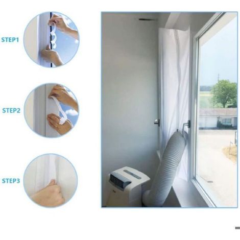 Tissu Calfeutrage Fenêtre 300cm, Polyester 90T Imperméable, Sans Percage, Compatible Climatiseur Mobile, Isolation (1/4)