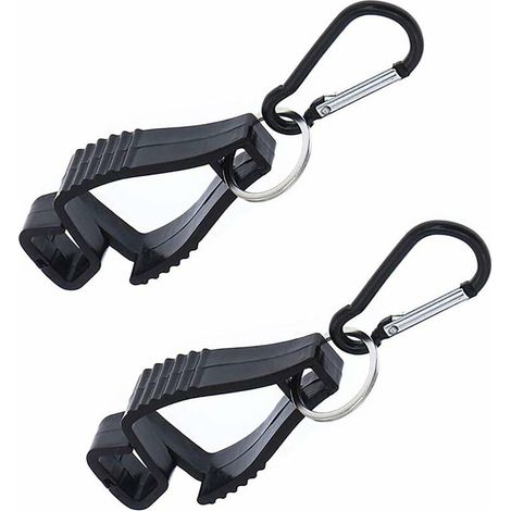 2X Clip Porte-Gant,Gant Tarp Support, Clip avec Mousqueton Pompier,Gant Clip Titulaire Équipement de Sécurité Attacher Gants Lunettes Casques Cintre Garde Travail Pince Grabber Catcher Sécurité(Noir)