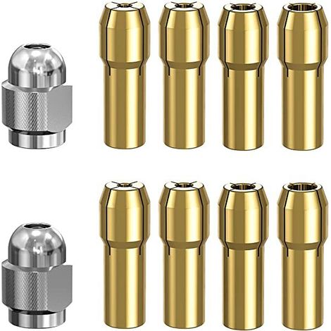 Jeu de 10 Mandrins Rapides en Laiton de Rechange - Modèle 4485 - Pour Outils Rotatifs Type Dremel - Changement d'Accessoire Rapide (1/4)