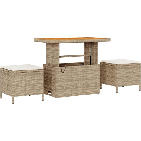 Maison Exclusive - Garten Essgruppe Beige Poly-Rattan