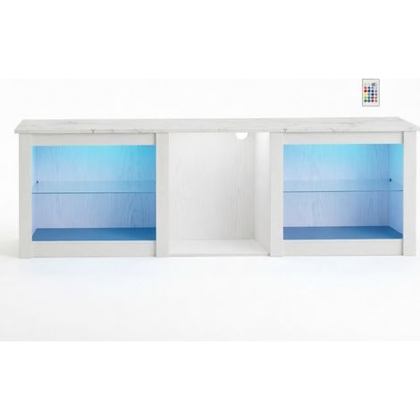 Mueble TV con LED USB 160 cm para televisores hasta 70", con baldas de cristal ajustables (1/5)