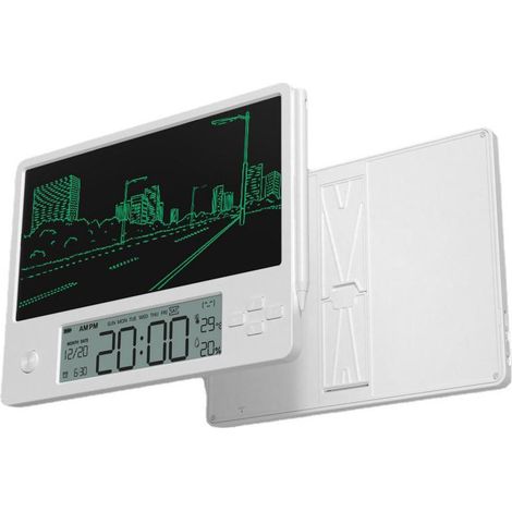 Elektronisches digitales Kalender-Tablet mit Stift und Anzeige von Uhrzeit, Datum, Temperatur und Luftfeuchtigkeit für Büro, Schule und Zuhause