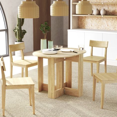 2 Drop Leaf Dining Table, Folding Dining Table for Small Space, Kitchen, Dining Room, Oak  UK