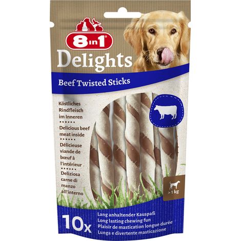 8in1 Delights Twisted Kausticks Beef 10 Stück Soft Snack (1/2)