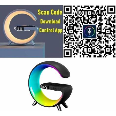 Chargeur sans fil, Réveil numérique avec haut-parleur, lampe LED RGB, veilleuse d'ambiance, luminaire décoratif d'intérieur (1/4)