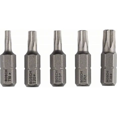 Set  di  bit  per  avvitatori  Bosch  Extra-Duro  (Torx),  5  pezzi,  T10,  T15,  T20,  T25,  T30,  25  mm  -2607001768 (1/3)