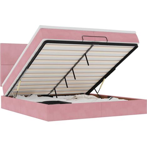 Maison Exclusive - Struttura Letto Pouf con Materassi Rosa 200x200 cm Velluto