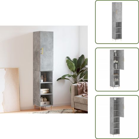Buffet haut Gris béton 34,5x34x180 cm Bois d'ingénierie - Buffet Design Moderne - Meuble Rangement Gris - Armoire Cuisine - Buffet Haute Capacité - Mobilier Salon (1/5)