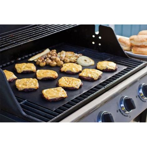 [Lot de 3] Tapis de grille pour barbecue - Anti-adhésif réutilisable et résistant à la chaleur - Noir (1/4)