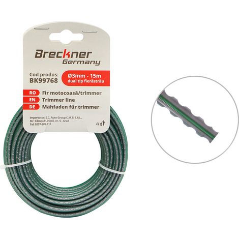 Filo seghettato grigio per decespugliatore 3mmx15m Breckner Germany (1/3)