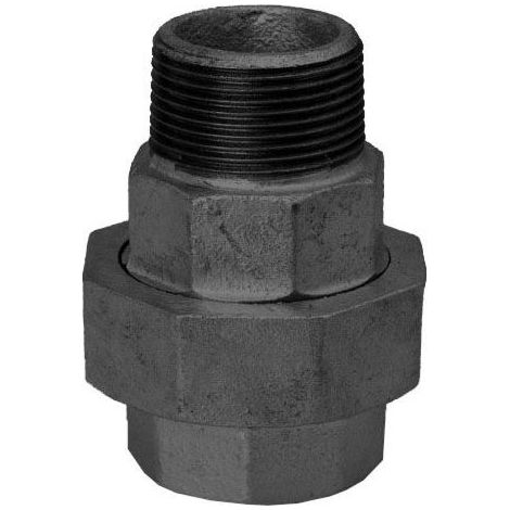Raccord vissé Hermann Schmidt Temperguss DN 10, 3/8&quot noir, joint conique, filetage intérieur/filetage extérieur