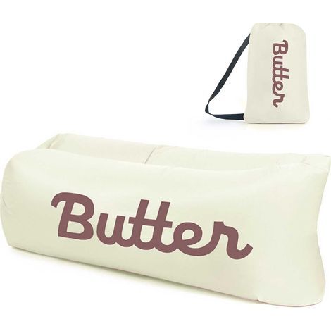 Canapé gonflable 160 x 75 x 55 cm, chaise de camping portable avec sac de rangement, pliable, pour camping, plage, randonnée Beige (1/5)