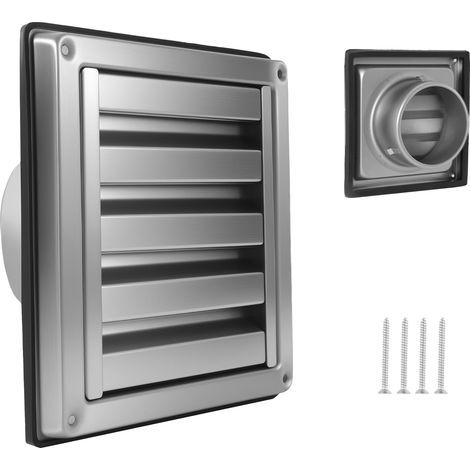 Grille de ventilation 150 mm en acier inoxydable 304 avec moustiquaire et lames fixes, idéale pour le montage mural extérieur des systèmes de ventilation et des hottes aspirantes. (1/5)