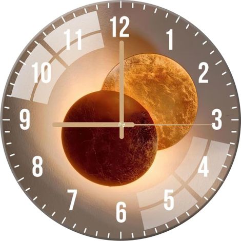 12-Zoll-Glaswanduhr, geräuschlos, Wohnzimmer, Küche, modernes Design, Quarzuhr, 30 cm, exquisite Hängeuhr (Mond)