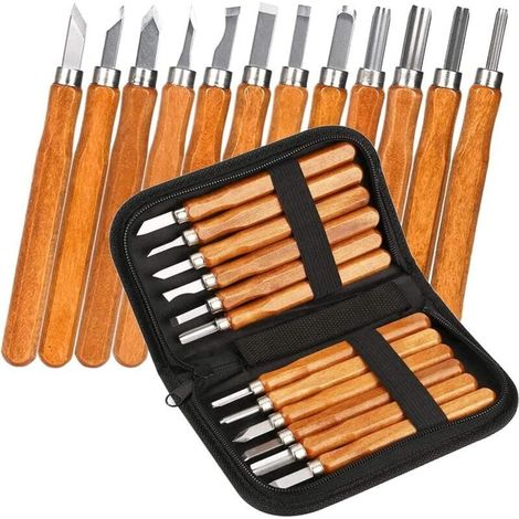 Wood Engraving Tool Kit, Wood Carving Tool, Handmade DIY Professional Wood Chisel for Wood Carving and Woodworking for Beginners, Engravers, and Artists (1/5)