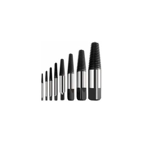 Extractor de tornillos rotos, kit extractor de tornillos multiastillados, acero inoxidable, fácil de usar para extraer tornillos rotos, adecuado para extraer tornillos dañados (8 piezas) - Crezuo