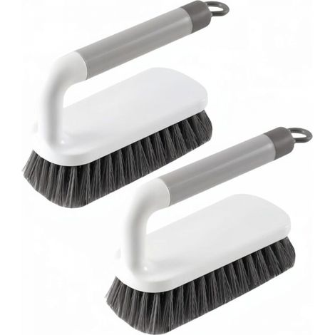 Brosses de nettoyage robustes avec manche, pour douche, salle de bain, tapis, cuisine et baignoire, lot de 2 (gris) (1/5)