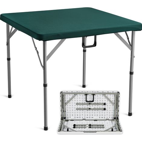 VEVOR Mesa Mahjong, Mesa de Cartas Plegable por la Mitad para 4 Jugadores con Tablero Verde, Mesa de Dominó Cuadrada Plegable Portátil con Asa de Transporte para Acampar al Aire Libre, Fiesta