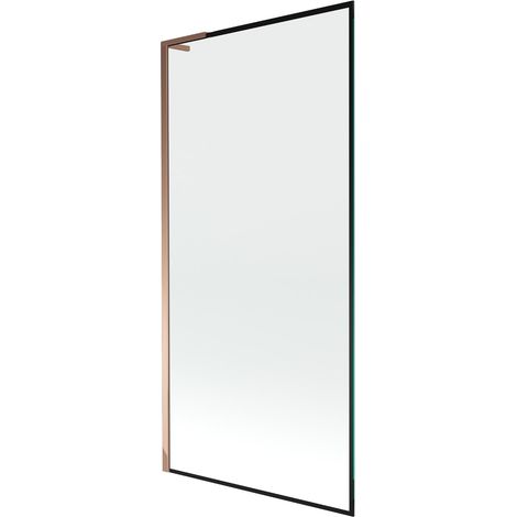 Mexen Next L paratia per vasca da bagno a 1 anta 90 x 150 cm, cornice nera, oro rosa - 895-090-000-03-70-60 (1/5)