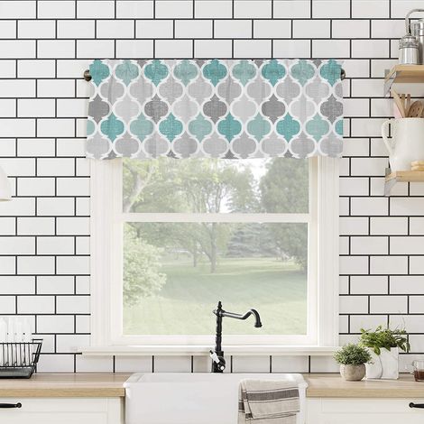 Rideau Valance Court 137x45cm Anti-Lumière, Impression Moderne pour Fenêtre