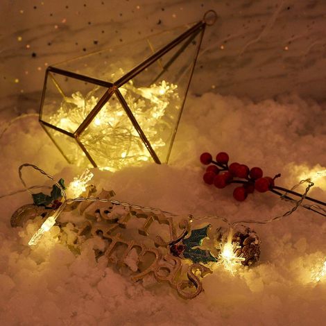 Guirlande lumineuse flocons de neige 3m, 20 LED à piles, guirlande hivernale féerique pour déco de Noël (1/3)