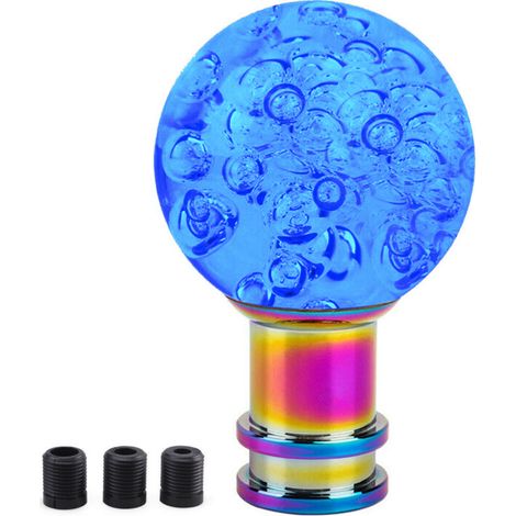 Pomo redondo de la palanca de cambios en cristal acrílico transparente, azul oscuro. (1/5)