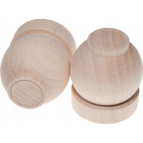 Embouts pour tringles à rideaux, embouts en bois pour tringles à rideaux, 2 pièces, boule brute (1/5)