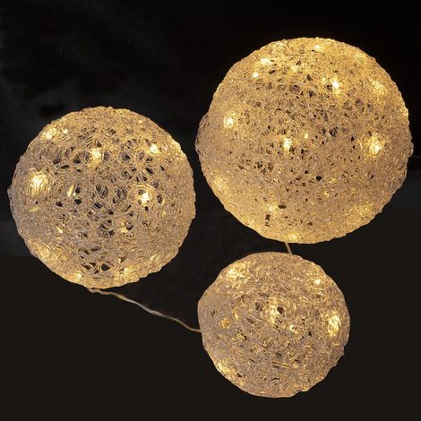 Lot 3 boules 56 LED blanc chaud (1/3)