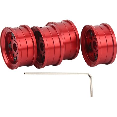 Moyeux de roue RC en alliage d'aluminium, 4 pièces, résistance à l'usure élevée, adapté aux voitures FMS 1/18 et 1/24 FCX24, couleur rouge, pièces de rechange durables pour modélisme. (1/5)