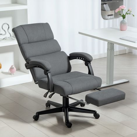 Chaise de bureau rembourrée à aspect velours, grise, roulable, hauteur réglable (1/4)