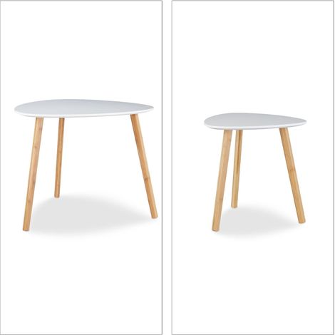 Set di 2 tavolini rotondi design scandinavo 60 x 60 x 40 cm in legno bianco 130003537