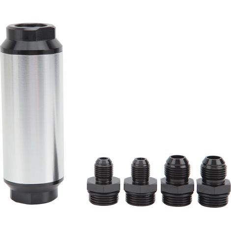 Filtre à carburant en ligne 44mm avec adaptateur AN6 AN8, raccord d'huile universel pour Modification de voiture, argent (1/5)