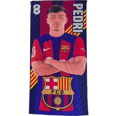 Toalla de playa grande del FC Barcelona de 180 x 100 cm, de secado r谩pido, marca Pedri, del Bar莽a.