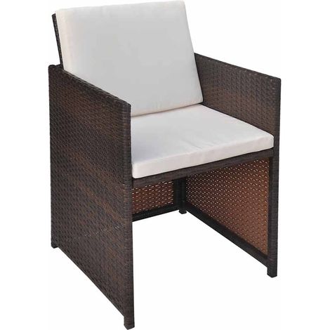 Maison Exclusive - Sedie da Giardino 2 pz con Cuscini in Polyrattan Marrone (1/3)