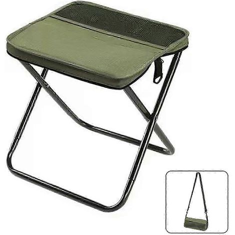 Tabouret pliable avec sac à dos, chaise de camping portable, acier au carbone, tissu Oxford 600D, charge maximale de 120 kg, idéal pour la randonnée, la pêche et les pique-niques. (1/5)