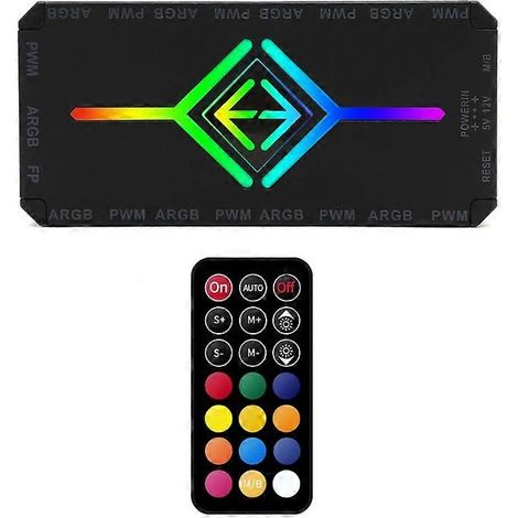 Contrôleur de hub pour ventilateur de boîtier RGB PWM 4 broches avec adaptateur d'alimentation SATA pour ventilateur ARGB PWM (1/5)