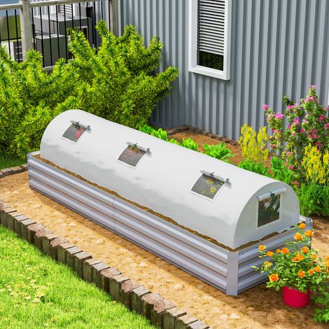 Mini serre tunnel 300x80x45 cm en plastique blanc, facile à monter pour potager FloraGrace (1/5)