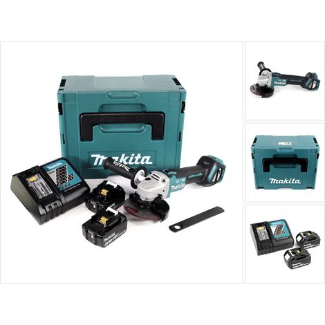 Amoladora angular sin cable Makita DGA 513 RMJ 18V 125mm sin escobillas + 2x batería 4.0Ah + cargador + Makpac (1/5)