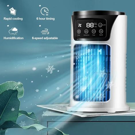 Mini rafraîchisseur d'air évaporatif portable – Ventilateur naturel – Maison, chambre, bureau (1/5)
