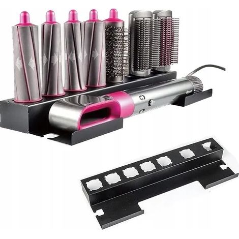 Organizador de estantes metálicos para secador, rizador y plancha de pelo Dyson, color negro.