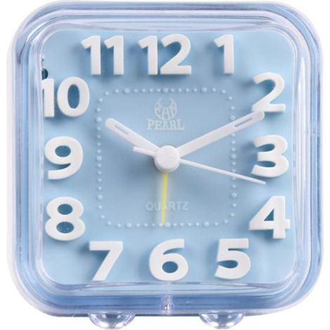 Petit réveil carré de 3,5 pouces, cristal créatif transparent simple avec veilleuse (bleu) (1/5)